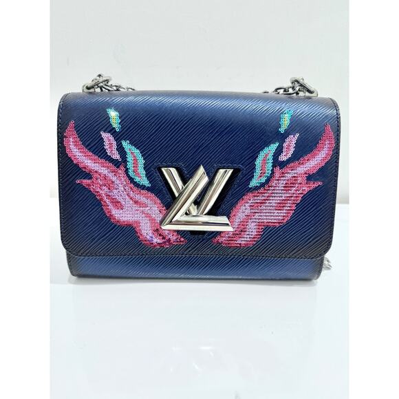 Louis Vuitton Blue Nuit Epi Leather Sequin Flames Twist MM Bag Limited Edition - Picture 2 of 12